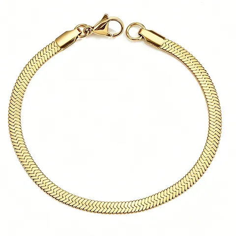 Minimalist Stainless Steel Herringbone Snake Chain Bracelet For Men Women Gold Silver Plated Flat Hand Chain Jewelry Gift