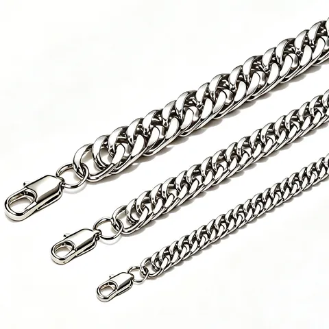 Men Women Stainless Steel Cuban Link Necklace Gold Silver Plated Polished Hip Hop Curb Chain Bracelet Jewelry Gift