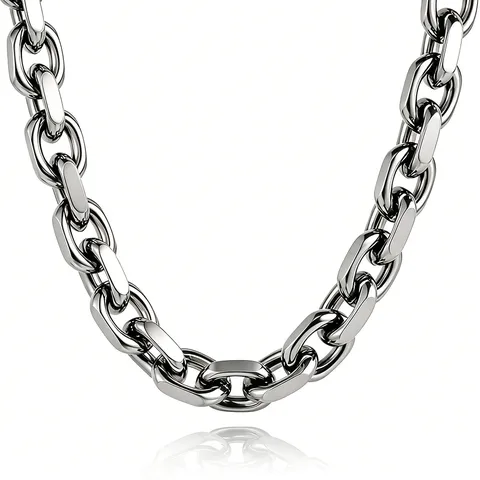 High Polished Stainless Steel Chunky Cuban Chain Necklace Bracelet For Men Women Toggle Clasp Hip Hop Minimalist Punk Jewelry