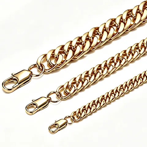 Men Women Stainless Steel Cuban Link Necklace Gold Silver Plated Polished Hip Hop Curb Chain Bracelet Jewelry Gift