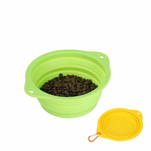 Portable Pet Collapsible Bowl Silicone Travel Dog Bowl With Carabiner Foldable Pet Food Water Feeder Outdoor Dog Feeding Bowl