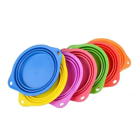 Portable Pet Collapsible Bowl Silicone Travel Dog Bowl With Carabiner Foldable Pet Food Water Feeder Outdoor Dog Feeding Bowl