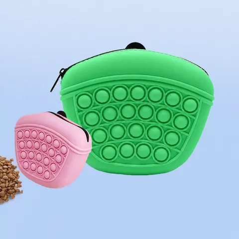 Portable Silicone Pet Dog Treat Pouch Waterproof Training Waist Bag Fidget Bubble Snack Bag For Puppy Walking Outdoor