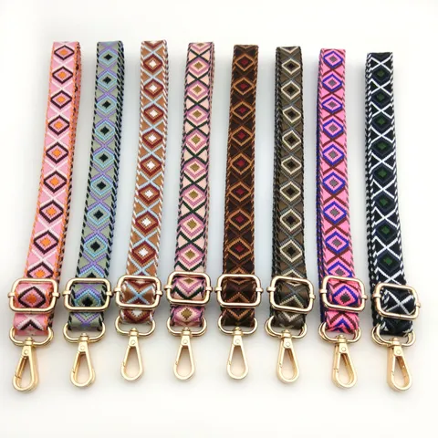 Bohemian Rhombic Pattern Replacement Bag Strap Adjustable Woven Shoulder Strap For Handbags Crossbody Bags Water Bottle Phone