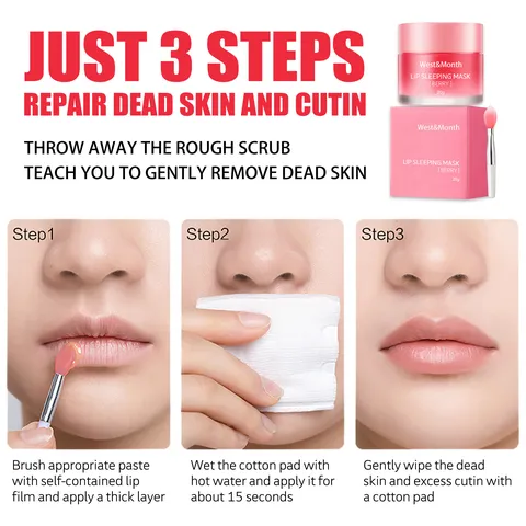 Mascarilla Labial en Gel Hidratante Bálsamo Labial de Dormir Con Pincel de Silicona Cuidado Nutritivo