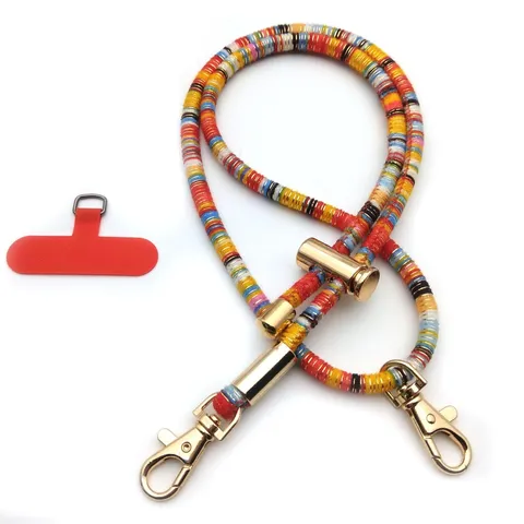 Retro Adjustable Mobile Phone Lanyard Bag Strap Accessories Colorful Braided Cord Crossbody Strap With Metal Hooks