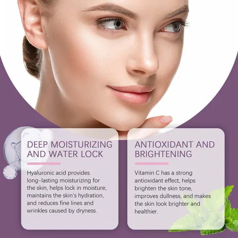 Siero Viso Idratante Antirughe Acido Ialuronico Vitamina C Cura della Pelle del Viso Bottiglia di Vetro Liquido Cura Quotidiana