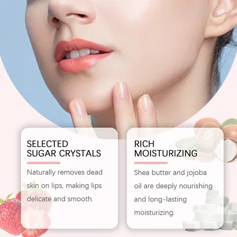 Exfoliante Labial de Fresa Natural Exfoliación Suave Y Crema de Cuidado Labial Hidratante Profunda Para Labios Suaves
