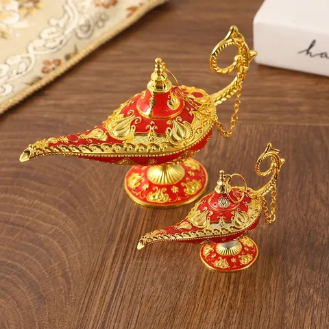 Vintage Aladdin Wenslamp Ornament Retro Metalen Reliëf Wenslamp Voor Huisdecoratie Bureau Bruiloft Feest Klassiek Handwerk Cadeau