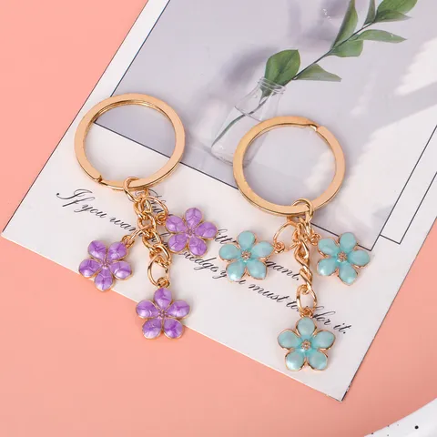 Sakura Kersenbloesem Metalen Sleutelhanger Meisjesachtig Hart Bloem Tashanger Accessoire Emaille Legering Ornament Voor Vrouwen Cadeau