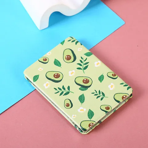 Cute Cartoon PU Leather Compact Mirror Portable Dual Sided Handheld Folding Makeup Pocket Mirror Princess Vanity Cosmetic Mirror For Gift Women