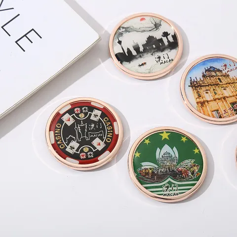 Imán de Nevera de Metal Recuerdo de Macao Aleación de Zinc Pegatina Magnética Redonda Ruinas de San Pablo Macao Tower Regalo Decor