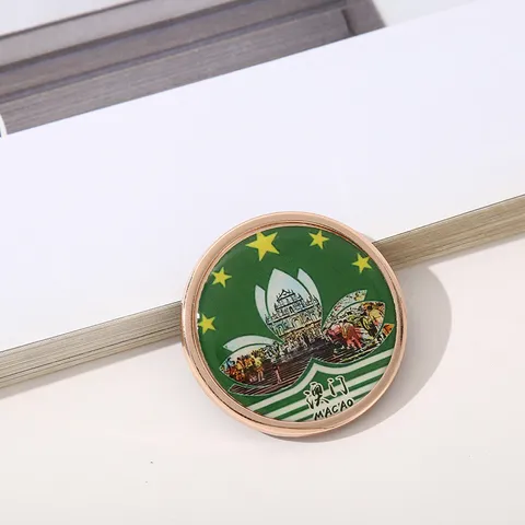 Imán de Nevera de Metal Recuerdo de Macao Aleación de Zinc Pegatina Magnética Redonda Ruinas de San Pablo Macao Tower Regalo Decor