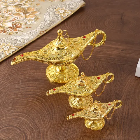 Vintage Aladdin Genie Lamp Ornament Zinklegering Europese Stijl Magische Lamp Huis Tafel Decor Retro Metalen Ambacht Cadeau