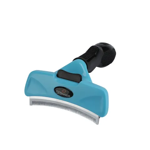Spazzola Professionale per Toelettatura Animali Denti in Acciaio Inossidabile Strumento di Rimozione Peli per Cani e Gatti Manico Antiscivolo