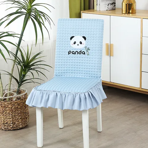 Fundas para Sillas de Comedor de Seda de Hielo Patrón de Oso de Dibujos Animados para Cocina Hogar
