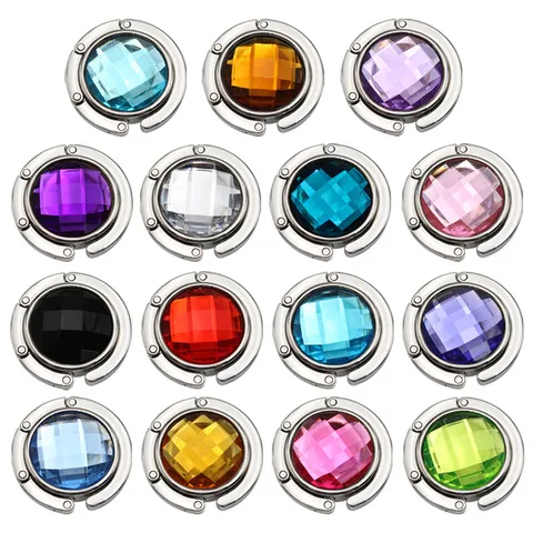 Portable Foldable Round Metal Purse Hook For Desk Aluminum Alloy Rhinestone Table Handbag Hanger Office Travel Bag Hook