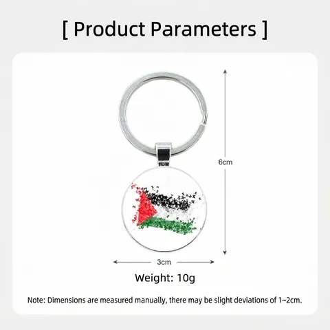 Palestine Flag Keychain Metal Anti-War Peace Heart Dove Pendant Glass Cabochon Key Ring For Bags Support Jewelry Accessories