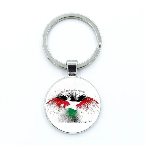 Palestine Flag Keychain Metal Anti-War Peace Heart Dove Pendant Glass Cabochon Key Ring For Bags Support Jewelry Accessories