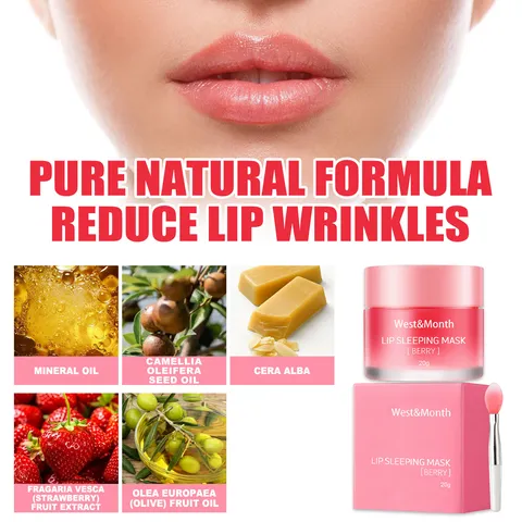 Mascarilla Labial en Gel Hidratante Bálsamo Labial de Dormir Con Pincel de Silicona Cuidado Nutritivo