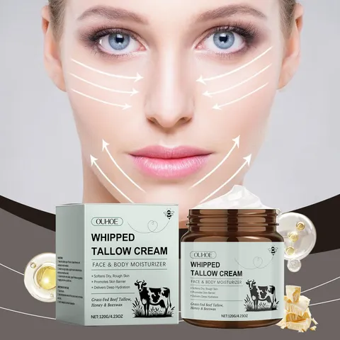 Whipped Tallow Cream Face And Body Moisturizer Grass Fed Tallow Honey Beeswax Deep Hydration Nourishing Skincare
