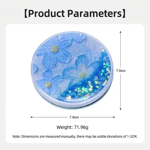 Creative Round Quicksand Portable Makeup Mirror Folding Compact Double Sided Glass Mirror With Floral Glitter Design For Women Girls