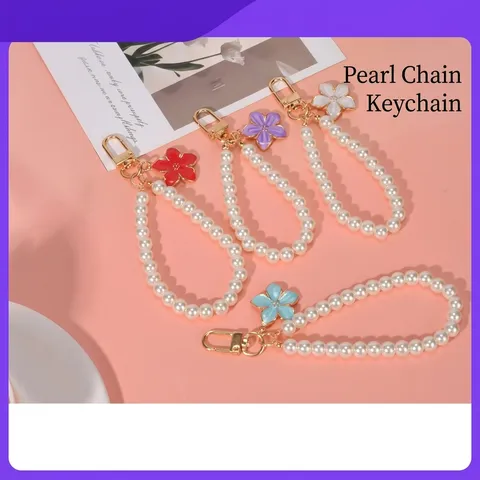 Elegante Kunstparel Ketting Sleutelhanger Voor Vrouwen Goud Legering Bloem Strik Hart Hanger Tas Bedeltje DIY Sieraden Accessoires Cadeau