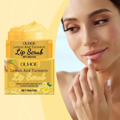 Lemon Turmeric Lip Scrub Gentle Exfoliating Moisturizing Lip Care Treatment Natural Plant Formula Lip Exfoliator