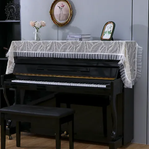 Housse Anti-Poussière pour Piano en Dentelle Moderne Française Tulle Transparent Protecteur de Piano Électronique Tissu Décoratif pour la Maison