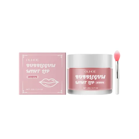 OUHOE Strawberry Lip Scrub Moisturizing Lip Care Exfoliating Treatment With Silicone Lip Brush Smooth Lips