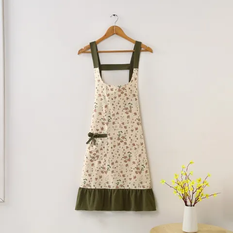 Carino Stile Principessa Grembiule in Poliestere Floreale Tasca con Volant Cucina Cottura al Forno Grembiule Per Le Donne Abbigliamento da Lavoro Domestico