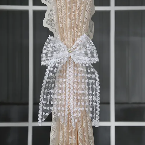 Wit Kant Strik Gordijnophouder Decoratieve Stof Gordijn Houder Elegante Raambehandeling Accessoires Voor Huisdecoratie