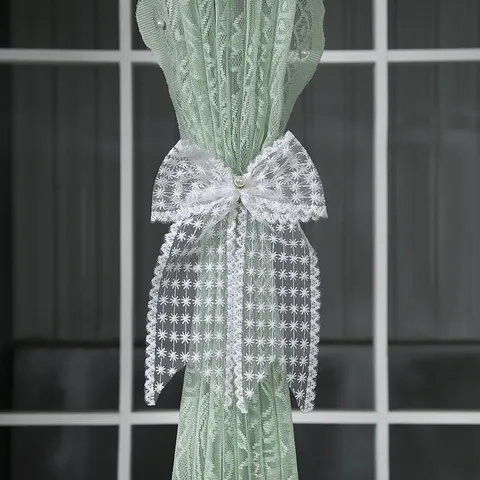Wit Kant Strik Gordijnophouder Decoratieve Stof Gordijn Houder Elegante Raambehandeling Accessoires Voor Huisdecoratie