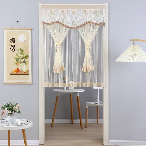 Lace Half Door Curtain Modern Minimalist Solid Color Shading Dustproof Polyester Home Decor