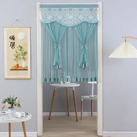 Lace Half Door Curtain Modern Minimalist Solid Color Shading Dustproof Polyester Home Decor