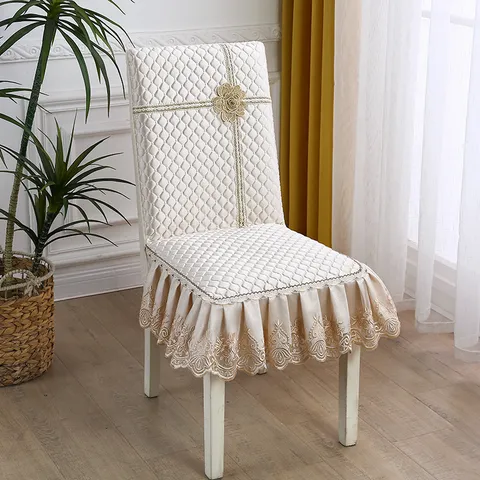 Housse de Chaise de Salle à Manger Quiltée Unie Minimaliste Antidérapante Anti-poussière Housse de Protection pour Maison Cuisine