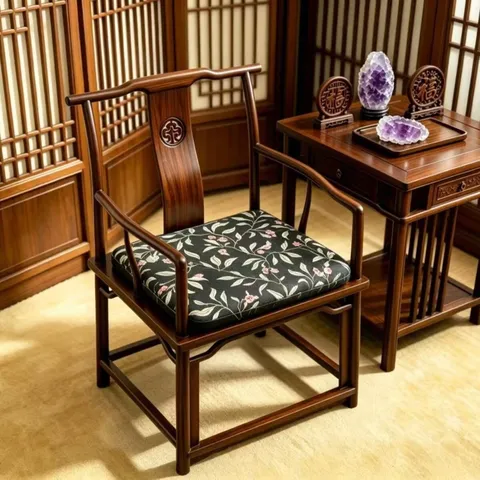 Chinesischer Stil Chenille Memory-Schaum Stuhlkissen Blumendruck Weiches Sitzkissen Für Esszimmer Wohnzimmer Heimdekoration
