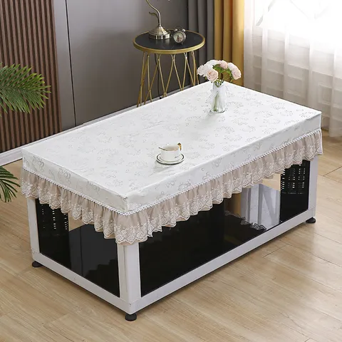 Wasserdichte Öldichte PU Tischdecke Rechteckige Abdeckung Mit Spitzenbesatz Moderner Minimalistischer Couchtischmatte Heimküchen-Dekor