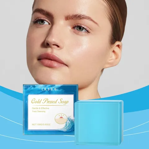 OUHOE Savon Nettoyant Visage Pressé à Froid Doux Efficace Nettoyage en Profondeur Contrôle du Sébum Élimination de l'Acné Bar