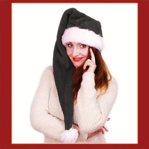 Luxury Plush Faux Fur Extra Long Christmas Hat Classic Festival Party Decor Costume Santa Hat For Adults Kids Holiday Supplies
