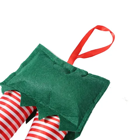 Gambe di Elfo di Natale Gambe di Babbo Natale Ornamento Pendente per Auto Peluche a Righe Decorazione Festiva Casa