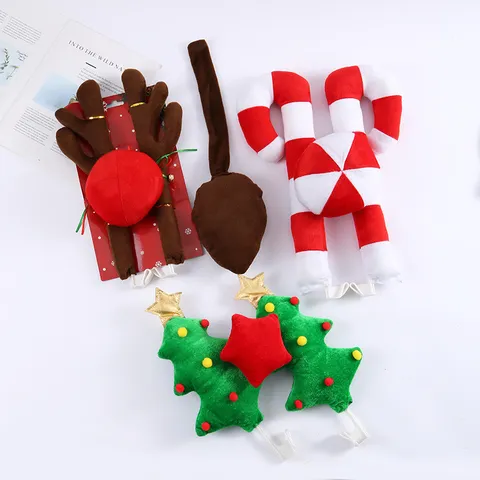 Christmas Reindeer Antlers And Red Nose Car Decoration Kit Xmas Holiday Vehicle Decor For Auto SUV Truck Van Accessory