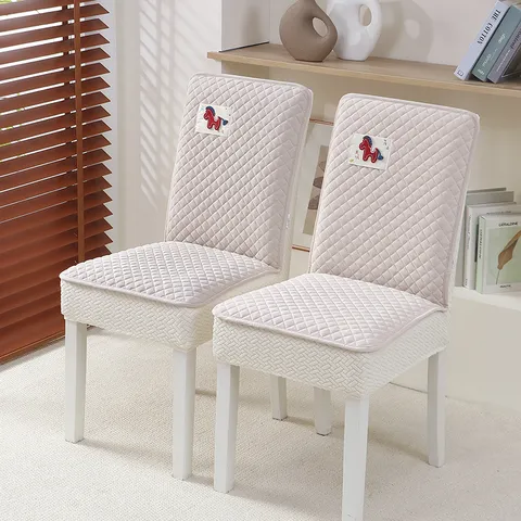 Cotton Blend Dining Chair Cover Quilted Thickened Protector Slipcover Diamond Pattern Home Dining Room Decor