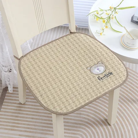 Thickened Quilted Chair Cushion Cute Animal Embroidery Non-Slip Office Dining Room Seat Pad Home Decor