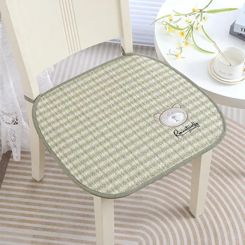 Thickened Quilted Chair Cushion Cute Animal Embroidery Non-Slip Office Dining Room Seat Pad Home Decor