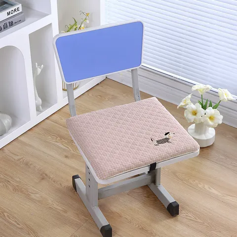 Memory Foam Chair Cushion Cute Dachshund Embroidery Square Non-Slip Seat Pad For Student Classroom Office Home Chair