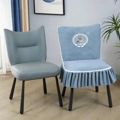 Housse de Chaise Quiltée Nappe Chenille Antidérapante Tout Compris Housse de Chaise avec Volants en Dentelle Décoration
