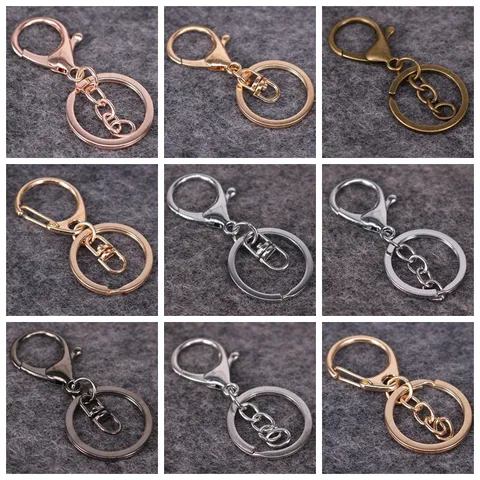 Metall Karabinerverschluss Schlüsselanhänger Ringe Mit Verlängerungskette Dreiteiliges Set Zinklegierung Eisen Galvanisiert DIY Schmuck Handwerk Zubehör Schlüsselring Hardware Teile Grosshandel