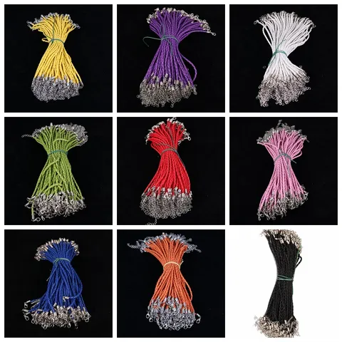 Pulsera de Cordón de Cuero de PU Trenzado Para Hacer Joyas de Bricolaje Con Cierre de Langosta de Aleación Cadena de Extensión Cuerda de Colores Para Colgantes