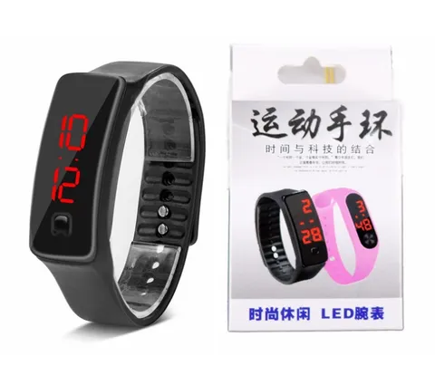 Reloj Digital LED Táctil para Niños Estudiantes Deportivo Luminoso Rectangular PVC Reloj de Pulsera Electrónico